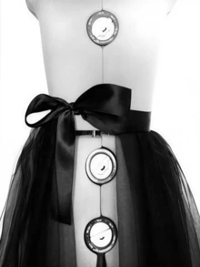 1pc Women's 150cm Double-Layer Tulle Skirt, Black/White/Red, Long Trailing Sheer Tulle Ballet Party Cocktail Skirt With Waist Tie Fall Clothes For Women