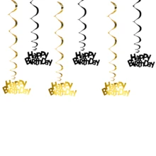 6 件套螺旋形生日派对挂饰，塑料字母花环装饰，适合生日派对、周年纪念