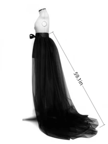 1pc Women's 150cm Double-Layer Tulle Skirt, Black/White/Red, Long Trailing Sheer Tulle Ballet Party Cocktail Skirt With Waist Tie Fall Clothes For Women