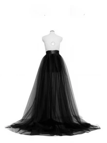 1pc Women's 150cm Double-Layer Tulle Skirt, Black/White/Red, Long Trailing Sheer Tulle Ballet Party Cocktail Skirt With Waist Tie Fall Clothes For Women