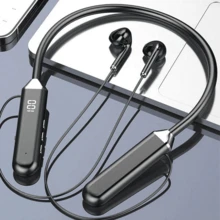 Magnetic Neckband Bluetooth Earphones, Wireless Earbuds With LED Display, Noise Cancelling, Microphone - Multicolor - View 9
