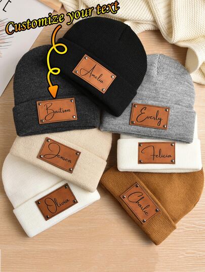 1 pieza Gorro de punto personalizado con texto para bebés e infantes de 1 a 3 años, accesorios de bebé personalizados, regalo para baby shower, gorro cómodo y cálido