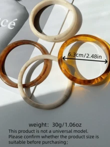 4pcs/Set Elegant Retro Bracelets - Fashionable Minimalist Design, Suitable For Casual Wear, Women's Fashion Jewelry, Made Of Acrylic Material, No Electroplating Or Inlaying, Suitable For Daily Use And Parties All Season - Brown - View 3