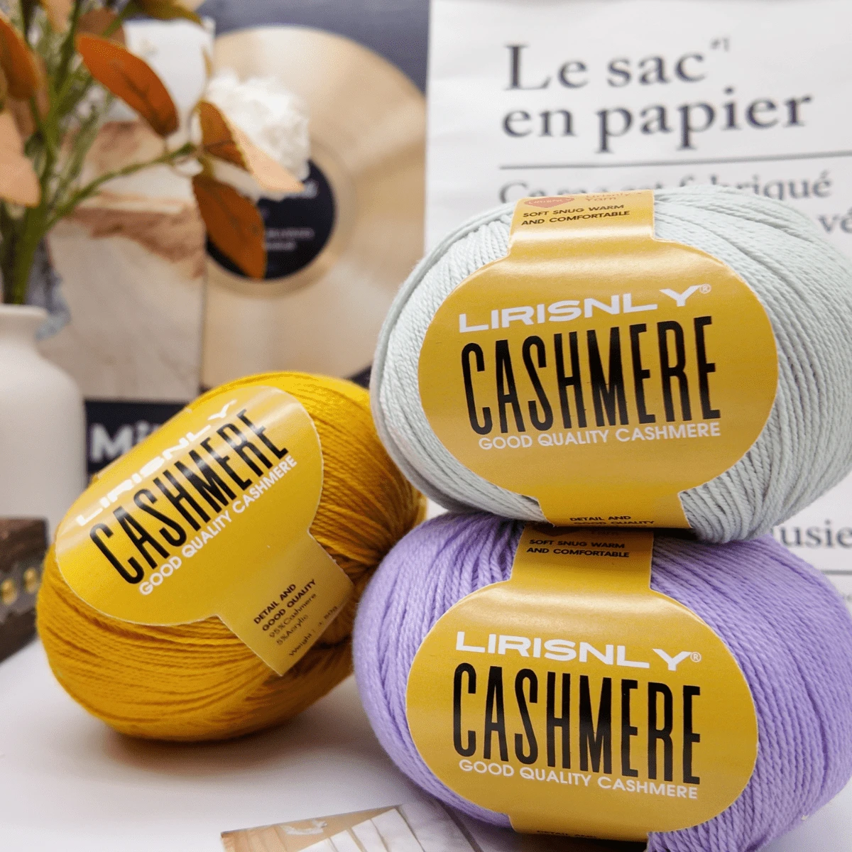 LIRISNLY 8 Balls/Pack 400g High Quality Cashmere Yarn, Soft, Warm, Breathable, Easy To Knit, For Knitting Sweaters, Hats, Gloves, Shawls, Blankets, DIY Handicrafts, Furniture Accessories - Multicolor - View 1