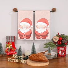 2/4 Pcs Snowman Printed Dish Towels, Christmas Gifts, Christmas Decorations, Super Absorbent Microfiber Modern Towels For Cooking, Baking, Washing Dishes, Cleaning, Hand Towels, Tea Towels, Soft And Highly Absorbent, Kitchen Decor, Gifts For Neighbors, Mothers, Birthdays, Housewarming For Friends, Kitchen Essentials, Daily Necessities - Multicolor - View 5
