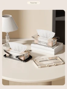 1 pièce Boîte à mouchoirs de bureau extensible en matériau transparent PP, support pour mouchoirs pour la maison, le salon, la table basse, distributeur de serviettes en papier de haute qualité, la salle de bain, la coiffeuse, la décoration d'intérieur, les accessoires de salle de bain