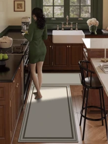 1pc Modern Minimalist Solid Color Diatomite Decorative Carpet, Suitable For Kitchen, Living Room, Bathroom, Easy To Clean, Durable, New Arrival, Hot Selling, Machine Washable, Versatile, Minimalist, Doormat, Hallway Carpet, Kitchen Carpet, Bathroom Carpet - 米色 - 查看 3