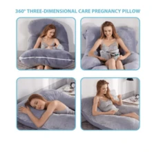 Pregnant Woman Pillow, J-Shaped Full Body Pillow For Sleep Support, Pregnant Woman Pillow, With Removable Velvet Cover, Black And Gray,Room Decor ,Pillow Covers - 灰色 - 查看 4