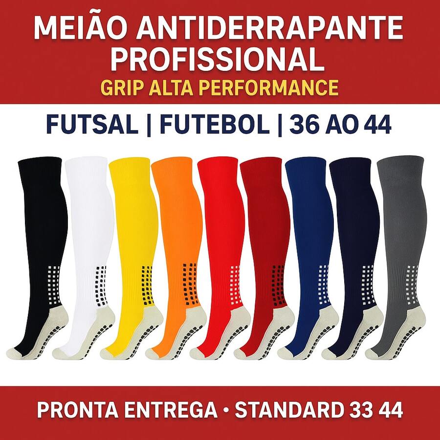 Kit 3 Professional Non-Slip Socks Futsal Football Grip Halloween Spring Festival Other Warm Fabric Underwear And Sleepwear > Men's Socks > Men's Sports Socks - 橘色 - 查看 1