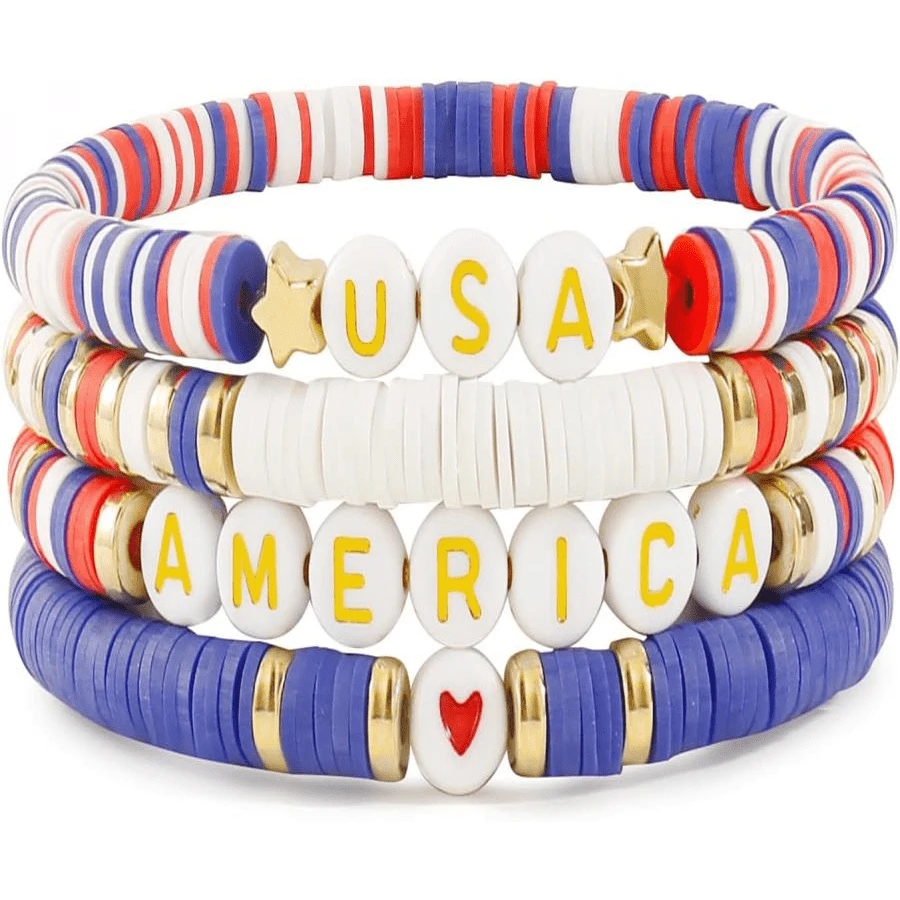 Elegance 11 Designs Heishi Beaded Bracelets For Women Polymer Clay Colorful Surfer Stackable Beads Boho Bracelet Summer Beach Jewelry - 酒紅色 - 查看 1