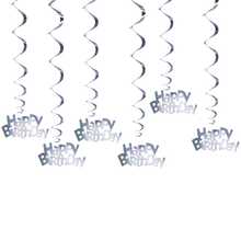 6 件套螺旋形生日派对挂饰，塑料字母花环装饰，适合生日派对、周年纪念
