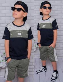Children's Clothing Set For Boys - 綠色和黑色 - 查看 1