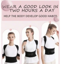 Men And Women - Posture Corrector, Physical Support For Lower Back, (Ideal Gift For Mother's Day/Valentine's Day/Easter) Invisible Posture Corrector Under Clothes, With Straps For Rounded/Hunchbacked Back, Spinal Curvature, Textile Material (Hand Washable), Daily Use - 黑色 - 查看 5