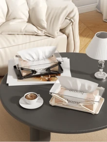 1 pièce Boîte à mouchoirs de bureau extensible en matériau transparent PP, support pour mouchoirs pour la maison, le salon, la table basse, distributeur de serviettes en papier de haute qualité, la salle de bain, la coiffeuse, la décoration d'intérieur, les accessoires de salle de bain
