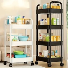 Mehrstöckiger Rollwagen Organizer, 5-stöckiges Kunststoff Rollregal mit Rädern für Küche, Schlafzimmer, Badezimmer und Büro, 5-stöckiger Rollwagen, verstärkte Rohre, stabiler Lastträger Aufbewahrungsbox - Typ A 1 Stück - Übersicht 11