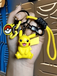 黄色造型吊坠/钥匙扣，采用优质PVC材料制成，配有彩色绳子、绒球吊坠和扣环，非常适合装饰钥匙和包包，展现您的热情，是所有年龄段的粉丝、游戏玩家和收藏家的理想之选，也是生日和节日的绝佳礼物。 - 皮卡丘 - 查看 6