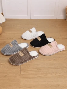 Pantuflas de casa suaves y cálidas con cuello de felpa para mujer de talla grande, pantuflas cómodas para deslizar para hombres y mujeres, ideales como regalo para fiestas