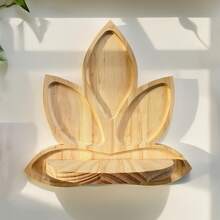 1/2pcs Wooden Lotus Shaped Wall Mounted Shelves, Boho Home Decor Rack For Living Room, Study, Wall Hanging Plant Holder