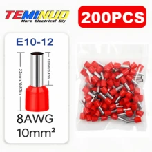 TEMINUO 500/200 个什锦绝缘环形端子，9 种不同尺寸 22-6AWG 0.5-16mm²，用于电气、工业、电源控制系统的压接连接器，红色/黄色/蓝色/黑色/白色/灰色
