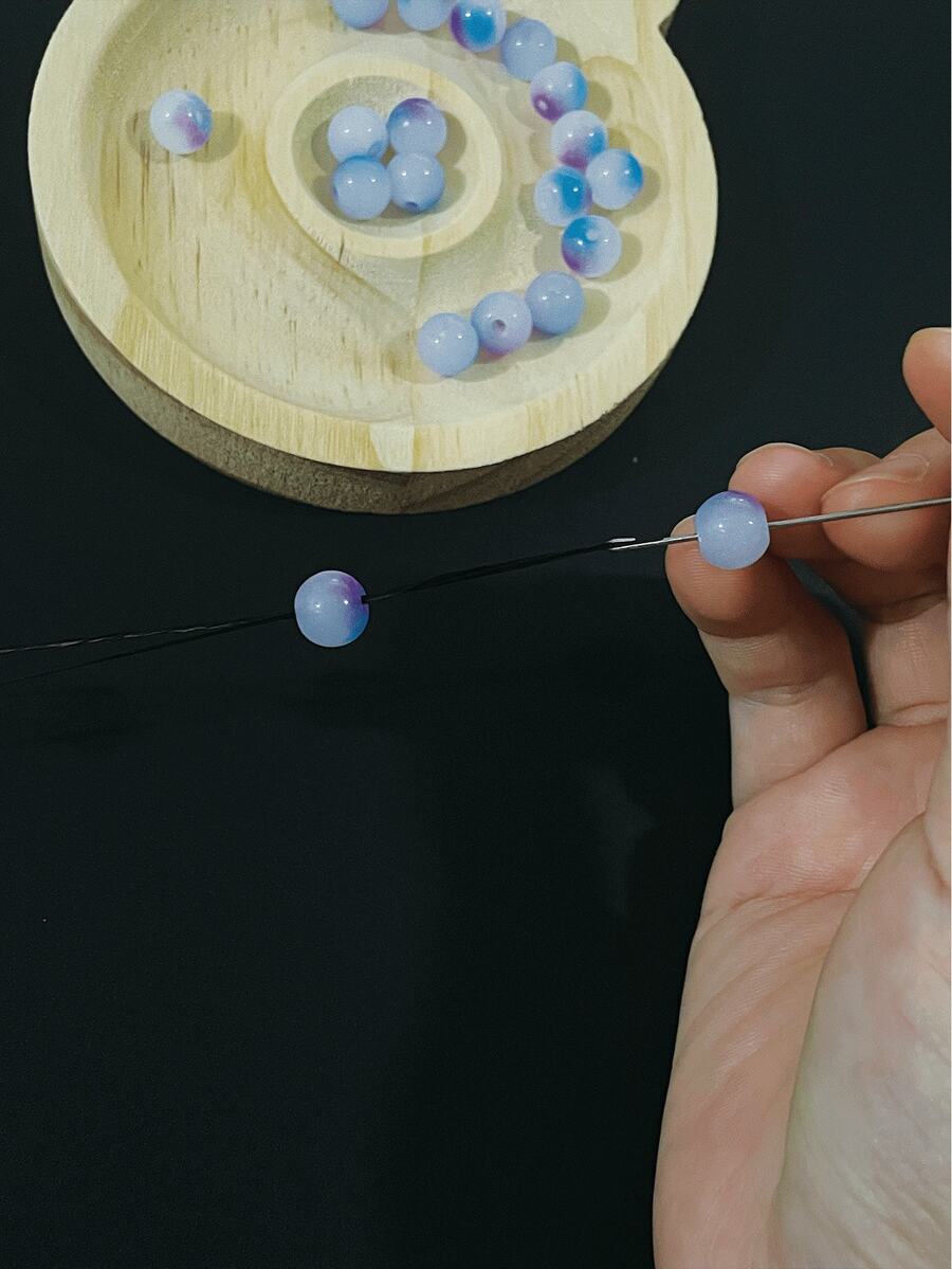 5支装精密串珠针 - 耐用金属材质，侧边带螺纹钩，配精细珠子，适合DIY珠宝制作，长度26厘米/10.24英寸，非常适合制作手链、项链和配饰等珠宝饰品，串珠用品 - 銀色 - 查看 1