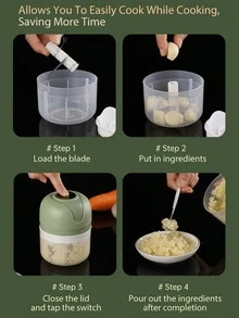 迷你电动蒜蓉/洋葱切碎器，多功能蔬菜切片器，USB充电，可拆卸设计，易于清洁，蒜蓉研磨器/捣碎器/厨房搅拌器，调味料工具，厨房小工具，适用于家庭、户外、野餐烹饪