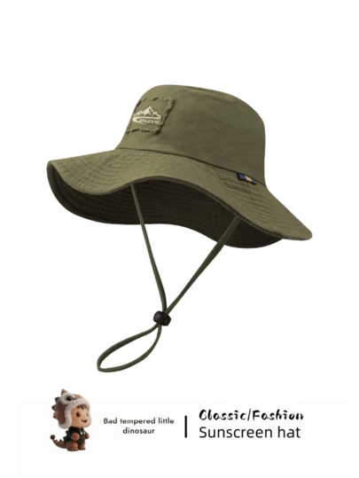 1pc Unisex Foldable Wide Brim Bucket Hat, Outdoor Hiking Sun Protection Fishing Hat, Cowboy Western Style UV Protection Hat, Adjustable Strap