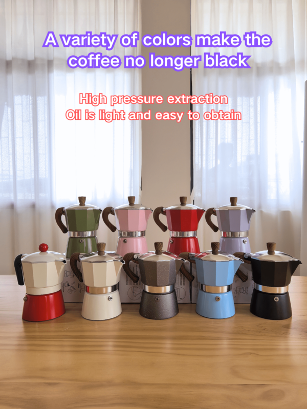 Aluminum Moka Pot Coffee Espresso Moka Coffee Maker Moka Pot For Coffee Lover Color Aluminum Moka Pot Stovetop Italian Coffee Maker Espresso Mocha Pot For Coffee Lover New Creative Italian Style Percolator Tool, Aluminum Moka Pot Espresso Moka Coffee Maker Moka Pots For Coffee Aluminum Moka Pot Coffee Espresso Cup Coffee Maker With Wooden Handle Back To School