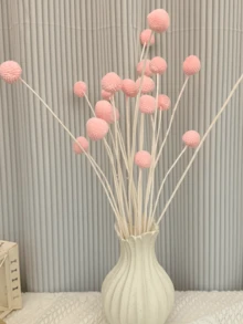 10支/20支天然干金槌花（比利球），黄色花朵，适用于插花、婚礼、家居装饰，可置于高花瓶中