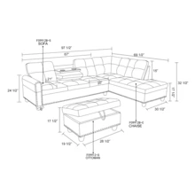 Modern Black Faux Leather Sofa Set[2 Options]2 Purchase Choices: Ottoman Only Or Complete 3-Piece Set With 2 Gift Pillows | Sleek PU Leather Sectional Couch, Contemporary L-Shaped Design With Storage, Elegant Housewarming Gift - 黑色 - 查看 10