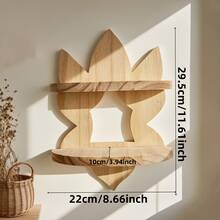 1/2pcs Wooden Lotus Shaped Wall Mounted Shelves, Boho Home Decor Rack For Living Room, Study, Wall Hanging Plant Holder