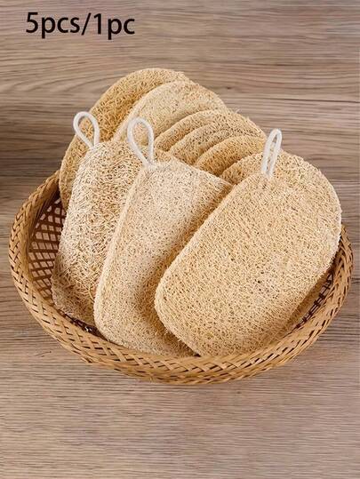 1-10Pcs Natural Loofah Exfoliating Body Scrub - Gentle Shower & Bath Sponge For Men And Women, Daily Use Or Kitchen Cleaning
