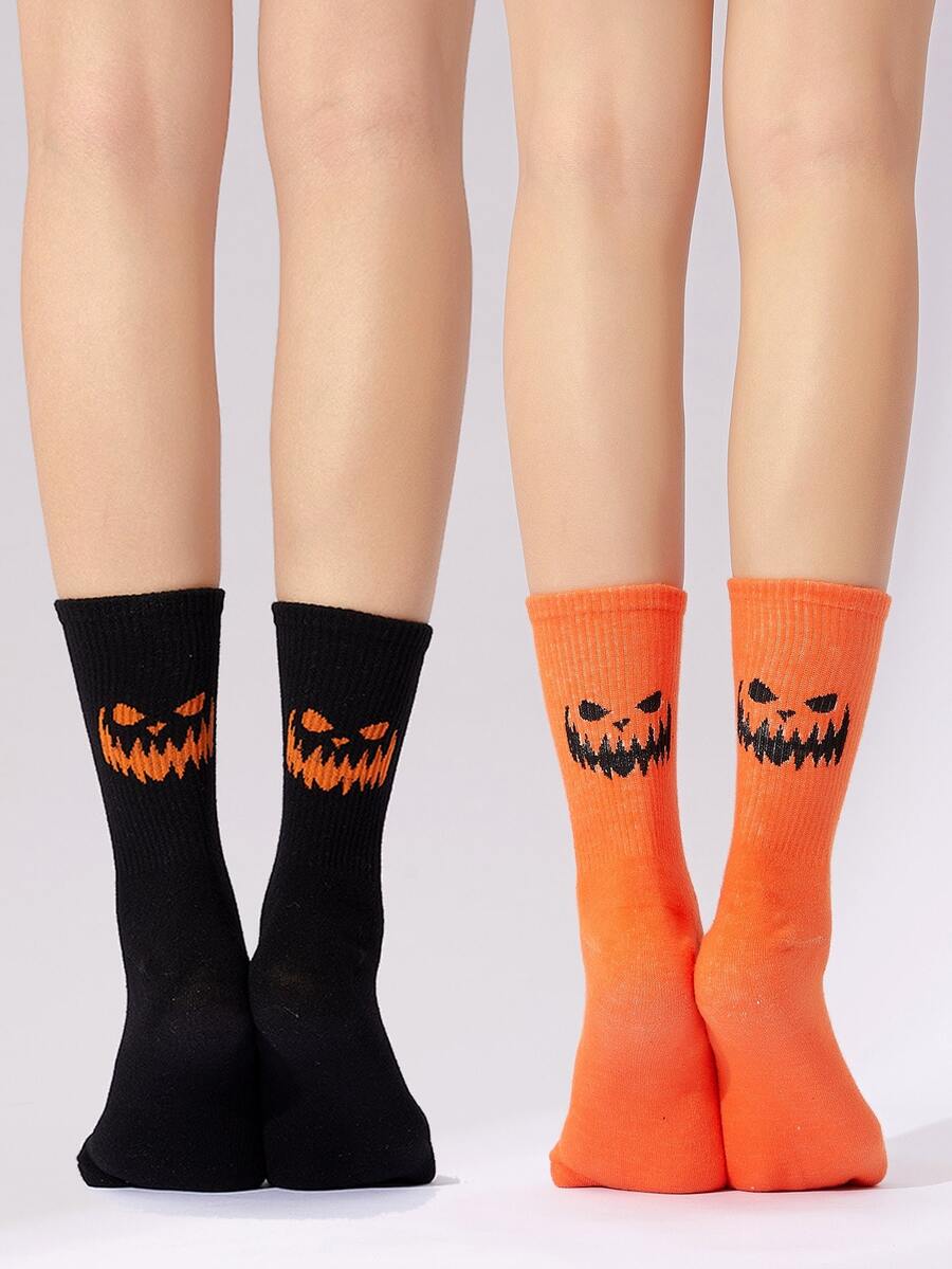 2 pares de calcetines de media caña para hombre de Halloween, otoño