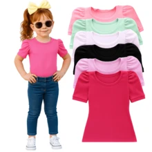 Kit 3 Blusinhas Caneladas Infantis Femininas Manga Princesa Sortidas - Multicolorido - Visão 2