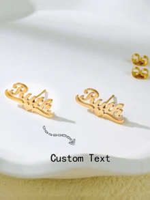 Customized Stainless Steel Earrings, Heart & Letter Earrings, Ideal Gifts For Couples, Friends, Family, Mother's Day, Fashionable, Autumn, Retro, Simple, Casual, Personalized, Unique Gifts For Girlfriend, Mom, Family, Friends, Daughter For Anniversary, Valentine's Day, Mother's Day, Birthday, Graduation, Daily Wear, Wedding, Prom