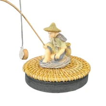 1pc Floating Old Man Fishing Decorative Figurine - Adhesive Fish Food Feeding Function For Fish Tank/Fish Pond, Dual-Purpose Aquarium Ornament For Freshwater/Saltwater Fish Tank Landscaping & Daily Fish Feeding Accessory