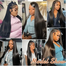 14 Inch Black Straight Human Blended Hair Bob Wigs 13x4 13x6 HD Transparent Lace Frontal Weaves Wigs 200% Density Pre Plucked Nature Hairline And Pre-Bleached Invisible Knots 4x4 Glueless Lace Front Wigs For Black Women - Natural & Black - View 9