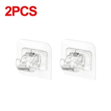 2 PCS Self-Adhesive Curtain Rod Holder Hooks - Adjustable Wall Clips For Secure Hanging - 白色 - 查看 8
