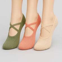 Kit 3 Pairs Of Adult Non-Slip Pilates Yoga Fitness Women's Activities Slipper Socks - 彩色 - 查看 1