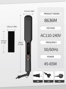 Alisador e modelador de cabelo 2 em 1 de cerâmica, chapinha de titânio avançada de 1,5 polegada para todos os penteados, aquecimento rápido, voltagem dupla, desligamento automático, com luva e 2 clipes