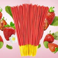 25cm Extra Long Premium Incense Sticks, Bamboo Stem Fragrance Sticks. Sweet Strawberry & Creamy Scent. Long-Lasting Burn, Enhances Air Freshness, Suppresses Odors, Boosts Concentration, Suitable For Yoga, Work, Reading, Gatherings. Holiday & Birthday Gift - quả dâu - Xem 4