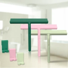 1pc Silicone Squeegee With Hook , Handheld Shower Squeegee, Glass Wiper, Shower Door Squeegee For Window Cleaning Tool, Shower Water Removal Scraper For Shower Door, Window, Bathroom, Mirrors And Car Glass, Multi-Functional Wiper, Cleaning Supplies - Dark Green - View 8