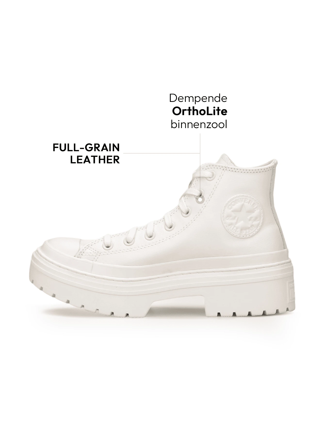 Converse 皮革运动鞋 Chuck Taylor All Star 凸纹高跟鞋经典帆布运动鞋时尚帆布鞋校园简约女士高帮鞋 A10370C - 白鷺鷥/白鷺鷥/白鷺 - 查看 1