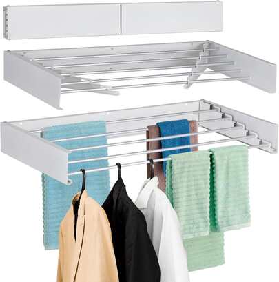 Varal Magico De Parede Retrátil 80cm/100cm Com 5 Varetas secador