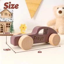 1 szt. Spersonalizowany drewniany samochodzik, mały samochodzik z napędem bezwładnościowym w stylu vintage, możliwość personalizacji imienia, drewniany samochodzik, list dla przyjaciół, krewnych, dzieci - Wielokolorowe - Zobacz 9