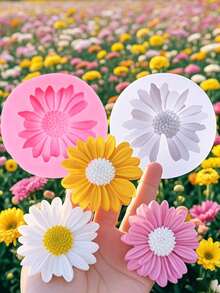 1/3 Stücke Gänseblumen Silikon Form 3D Blume Fondant Schokolade Kuchen Cupcake Topper Dekoration Form Einzigartige Kerzen Silikonform zum Selbermachen für Seife, Wachs, Epoxidharz, Beton, Modelliermasse