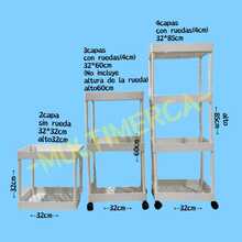 **Carrito Organizador de 4 Niveles con Ruedas y Ganchos – 90cm Altura |   Plástico duradero |   Para Baño, Cocina o Sala,negro  o blanco |   Hecho en México* - Blanco - Ver 4