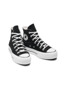 Converse Chuck Taylor All Star 高帮女式运动鞋，增高平台，缓冲舒适，耐用橡胶外底，适合日常穿着 560845F - 黑色 - 查看 2