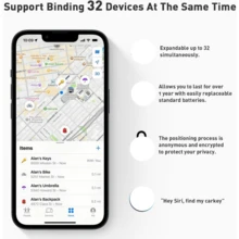 迷你 AirTag 智能追踪器、全球 GPS 追踪器、物品防丢失报警器、汽车 GPS 定位器、兼容 Apple“查找”应用程序（仅限 IOS）、低功耗、可更换 CR2032 纽扣电池、适用于钥匙、包、行李箱、万圣节和圣诞节礼物（不适用于 Android） - 彩色 - 查看 8