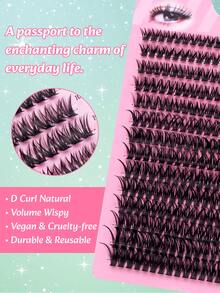 280 piezas/set 14 filas de pestañas postizas de visón falso con rizo D, grosor de 0,05 mm, longitudes mixtas de 8 a 16 mm | Pestañas en racimo con rizo ruso 3D personalizadas | Suaves, esponjosas y ligeras con apariencia natural | Adecuadas para kits de extensión de pestañas para principiantes o salones | Pestañas postizas negras reutilizables, perfectas para maquillaje diario, fiestas y regalos navideños, imprescindibles para Navidad y Halloween.