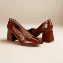 Women's Pumps Pointed Toe Thick Heel Medium Block Stable Comfort Luxury Modern Casual Classic Formal Work Office - 駝色 - 查看 2